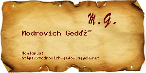 Modrovich Gedő névjegykártya